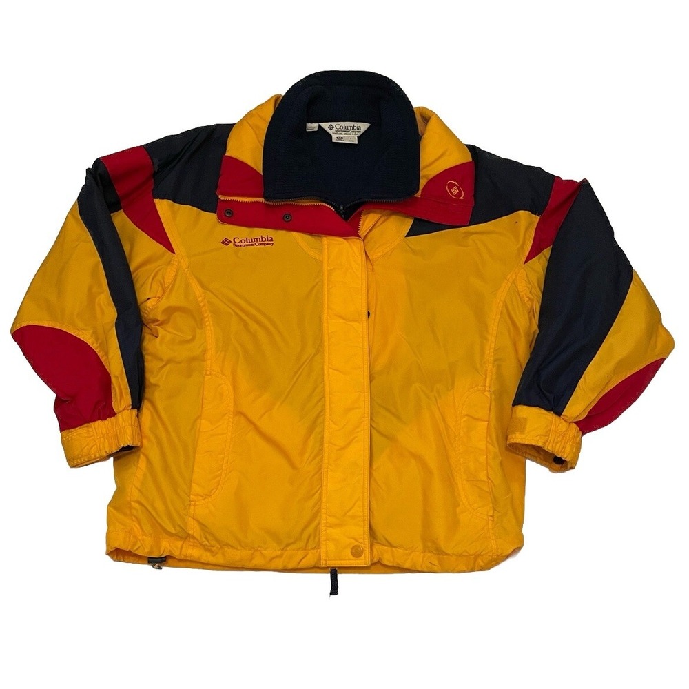 Columbia Coat Jacket Womens Medium Yellow Blue‎ Red Vintage 90s Bugaboo Ski